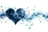 Blue watercolor heart with splashes and dots on white background for romantic designs, wedding invitations, and love-themed projects.