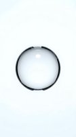 Transparent glass sphere with black rim isolated on white background, suitable for design projects, web graphics, and digital applications.