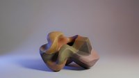 Abstract sculptural form with flowing organic curves in earth tones and metallic finishes on gradient background for modern art and design projects.