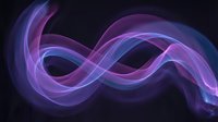 Abstract purple and blue flowing waves with luminous glow on dark background for modern digital design and creative projects.