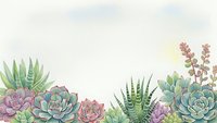 Watercolor succulent plants border frame with copy space for text and design projects on white background.