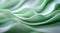 Soft flowing waves in mint green and white create gentle abstract curves and layers, suggesting silk fabric or liquid motion. Elegant minimalist background design.