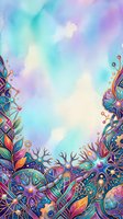 Colorful abstract watercolor background with ornamental decorative borders featuring intricate patterns, ideal for creative design projects, posters, and artistic compositions.
