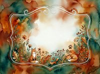 Watercolor autumn frame with decorative border, fall foliage and botanical elements on textured background for seasonal designs and greeting cards.