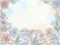 Soft watercolor floral border frame with pastel swirls and leaves, elegant botanical background with copy space for wedding or greeting card.