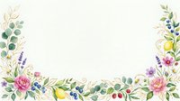 Watercolor floral border with pink roses, lavender, berries, and eucalyptus leaves on isolated white background. Perfect for invitations, greeting cards, and design projects.