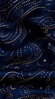 Abstract golden dotted waves and curves creating elegant flowing pattern on deep navy blue background, luxury decorative design for high-end products.