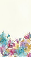 Watercolor flowers with gold accents and splashes in pink, purple, blue, and yellow tones on cream background. Isolated botanical design for invitations, cards, and creative projects.