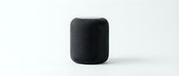 Dark gray cylindrical smart speaker with rounded edges isolated on white background, ready for product design, marketing materials, and tech presentations.