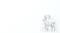 Isolated line art goat standing in profile with decorative flourishes and scattered dots, ready for logos, t-shirt designs, and clipart applications.