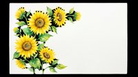 Watercolor sunflowers corner arrangement isolated on transparent background, ready for cards, stickers, t-shirt design, sublimation, and print on demand use.