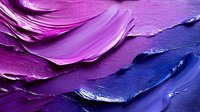 Vibrant purple and blue oil paint texture with thick brushstrokes creating dynamic waves and layers, abstract artistic background with rich impasto technique.