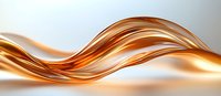 Flowing copper liquid metal wave with smooth glossy surface creates dynamic abstract background pattern in golden and bronze tones on light backdrop.