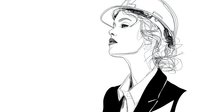 Elegant woman in cap and black vest portrait sketch on white background isolated for design projects and fashion illustrations.