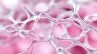 Microscopic view of neural network connections on pink background showing synaptic structure and neuroplasticity in brain science visualization.
