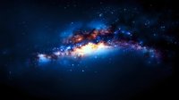 Spectacular galaxy with bright stellar core and cosmic dust clouds against deep space starfield for astronomy and science projects.
