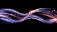 Abstract flowing wave with glowing particles and cosmic colors on black background for digital art and futuristic design projects.