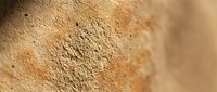 Extreme close-up macro view of rusty metal surface showing detailed corrosion texture and oxidation patterns with warm brown and orange tones.