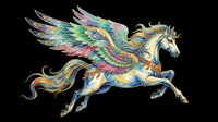 Colorful winged horse with rainbow feathers, isolated on transparent background. Ready for t-shirt design, clipart, stickers, sublimation, and print-on-demand products.