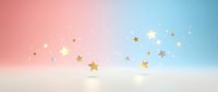 Dreamy pastel gradient background with floating golden stars and sparkles creating magical atmosphere for social media posts and greeting cards.