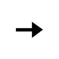 Black arrow pointing right on white background isolated for web design and user interface elements.