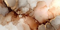 Abstract alcohol ink artwork with flowing organic shapes in warm earth tones and gold accents creating elegant fluid patterns for modern interior design.
