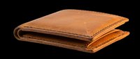 Tan leather bifold wallet isolated on transparent background, ready for design use on t-shirts, clipart, stickers, print-on-demand products, and sublimation projects.