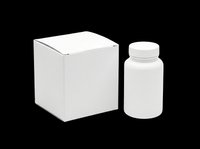 Blank white pill bottle and box isolated on transparent background, ready for packaging design, branding mockups, supplement labels, pharmaceutical presentations, print-on-demand products, and commercial packaging templates.