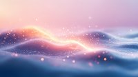 Magical glowing waves with sparkles and light effects on blurred background in pink and blue colors creating dreamy atmospheric scene.