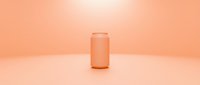 Blank aluminum soda can mockup on a peach pastel background, minimalist studio style, perfect for branding and packaging design presentations.