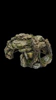 Weathered moss-covered rock formation isolated on transparent background, ready for aquarium design, landscape graphics, game assets, t-shirt designs, and print-on-demand products.
