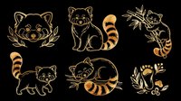 Cute red panda characters in various poses, isolated on transparent background. Perfect for t-shirt designs, stickers, clipart, print-on-demand products, sublimation, and digital crafts.