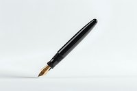 Classic black fountain pen with gold nib isolated on white background, elegant writing instrument for calligraphy and professional correspondence.