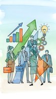 Business team collaboration with growth chart and innovation concepts for corporate success and leadership development.