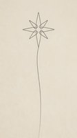 Minimalist line drawing of an eight-pointed star on a thin stem against a neutral beige background, isolated and ready for design use on apparel and graphics.