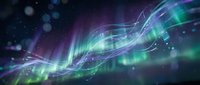 Stunning aurora borealis with flowing green and purple lights dancing across starry night sky. Magical northern lights display for backgrounds and designs.