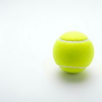 Single yellow tennis ball isolated on white background for sports equipment design and athletic marketing materials.