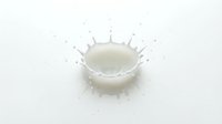 White milk splash crown with droplets on clean background for dairy product advertising and beverage marketing campaigns.