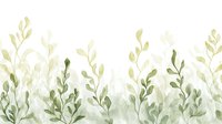 Delicate watercolor green leaves and branches create soft botanical border pattern with gentle gradient fade. Seamless horizontal design for nature-inspired projects.