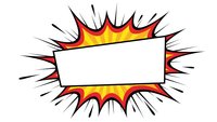Comic book explosion burst with blank white banner for text on transparent background isolated for graphic design and promotional materials.