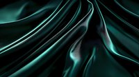 Luxurious emerald green silk fabric with soft folds and waves creating elegant drapery texture against dark background, showcasing rich satin sheen and flowing movement.