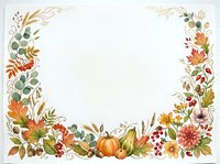 Autumn floral frame with pumpkins, fall leaves, and seasonal flowers on white background. Isolated design element for invitations, cards, and decorative projects.