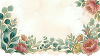 Vintage floral frame with roses and eucalyptus leaves on cream background, isolated design for invitations, greeting cards, and wedding stationery projects.