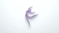 Purple paper flower with flowing petals on white background, minimalist floral art for greeting cards and wedding invitations.