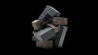 Dark rough coal chunks pile isolated on transparent background, ready for T-shirt design, stickers, clipart, print on demand, and sublimation projects.