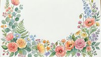Watercolor floral wreath border with roses, poppies, and wildflowers on white background, isolated for cards, invitations, and wedding design.