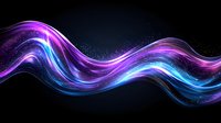 Glowing purple and blue wave lines with sparkles on black background create dynamic flowing motion effect for abstract design projects.