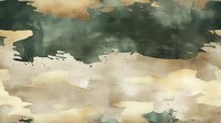 Watercolor abstract landscape with dark forest green and cream brushstrokes creating layered atmospheric composition. Suitable for backgrounds, wall art, and design projects.