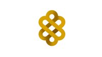 Golden endless knot symbol on white background, traditional Buddhist and Celtic decorative element. Isolated design for spiritual and religious projects.