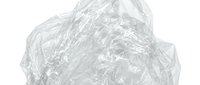 Crumpled transparent plastic bag with wrinkled texture, suitable for environmental awareness, recycling, pollution, and waste management projects.